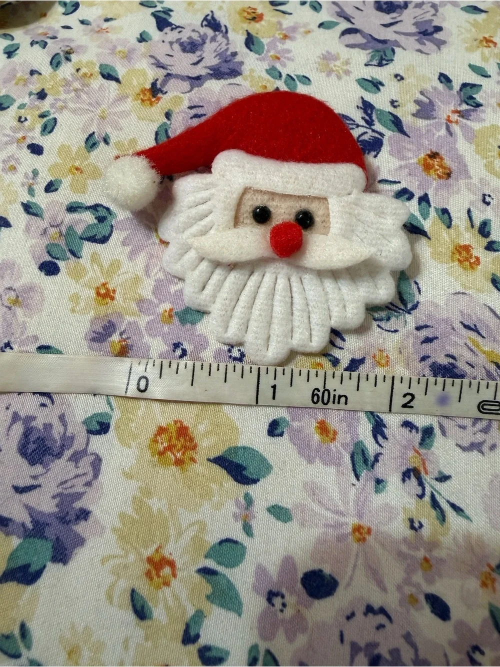 Festive Santa Felt Applique Pin. Red & White